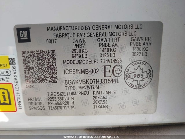 Aukcja sprzedaży 2017 Buick Enclave Leather, vin: 5GAKVBKD7HJ315441, numer aukcji: 12705613