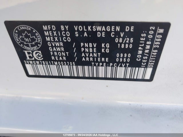 2026 Volkswagen Jetta მანქანა იყიდება აუქციონზე, vin: 3VWGW7BU1TM003705, აუქციონის ნომერი: 12705673