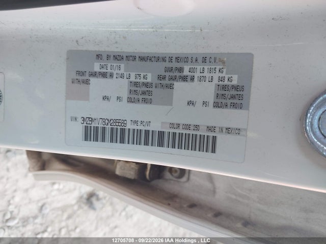 2016 Mazda 3 მანქანა იყიდება აუქციონზე, vin: 3MZBM1V78GM285589, აუქციონის ნომერი: 12705708