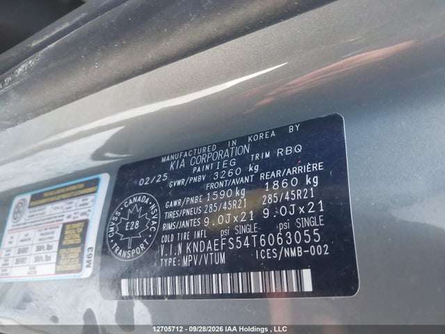 12705712 :رقم المزاد ، KNDAEFS54T6063055 vin ، 2026 Kia Ev9 Land مزاد بيع