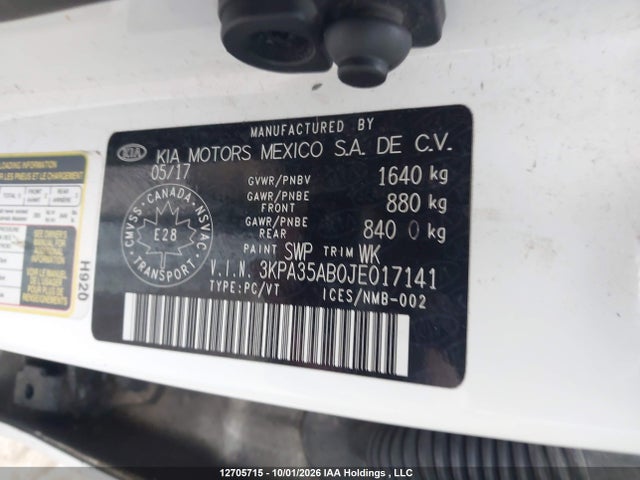 Продаж на аукціоні авто 2018 Kia Rio Ex/ex Sport/ex Tech Navi, vin: 3KPA35AB0JE017141, номер лоту: 12705715