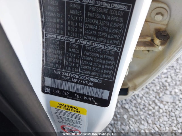 Aukcja sprzedaży 2014 Land Rover Lr2, vin: SALFR2BG0EH388905, numer aukcji: 12705718