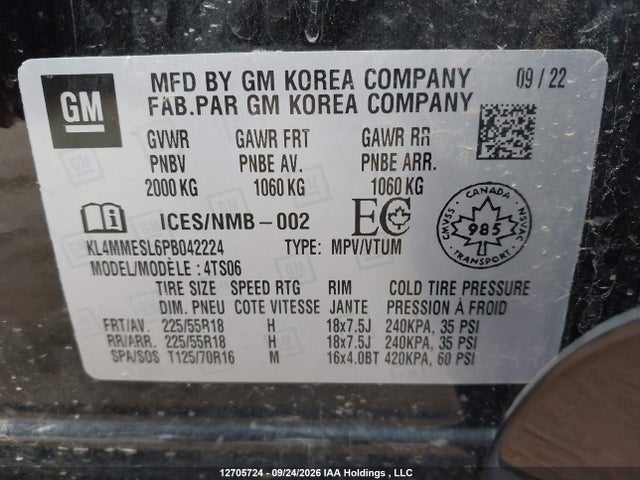 2023 Buick Encore Gx Select Awd მანქანა იყიდება აუქციონზე, vin: KL4MMESL6PB042224, აუქციონის ნომერი: 12705724
