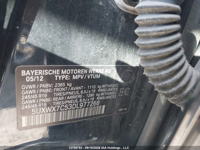 2013 Bmw X3 Xdrive35i მანქანა იყიდება აუქციონზე, vin: 5UXWX7C53DL977268, აუქციონის ნომერი: 12705753