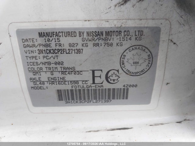 Nissan Micra 2015 3N1CK3CP2FL271397 Image 9