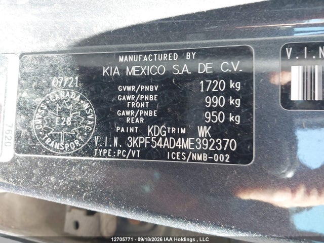 Aukcja sprzedaży 2021 Kia Forte Ex/ex Premium/ex+, vin: 3KPF54AD4ME392370, numer aukcji: 12705771