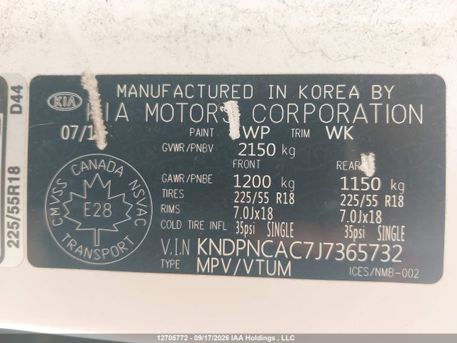 Auction sale of the 2018 Kia Sportage Ex/ex Premium/ex Tech, vin: KNDPNCAC7J7365732, lot number: 12705772