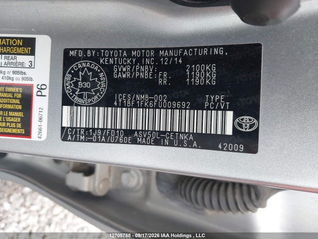 4T1BF1FK6FU009692 Toyota Camry Le/xle/se/xse