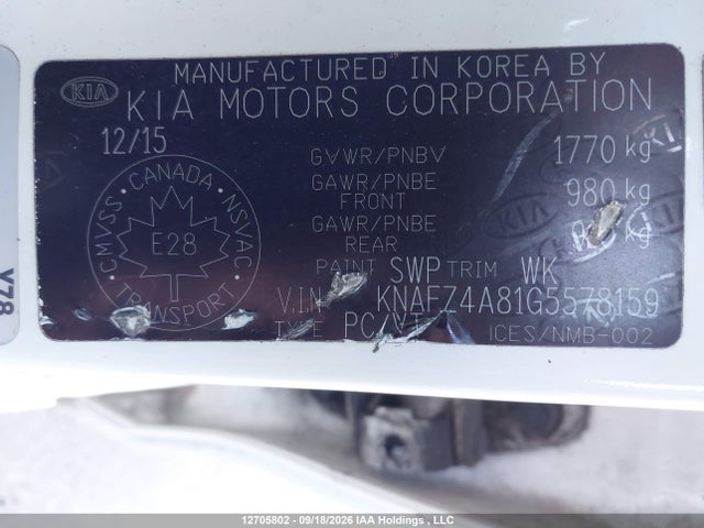 Aukcja sprzedaży 2016 Kia Forte 2.0l Ex/2.0l Ex Se/2.0l Sx, vin: KNAFZ4A81G5578159, numer aukcji: 12705802