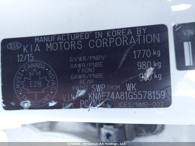 Aukcja sprzedaży 2016 Kia Forte 2.0l Ex/2.0l Ex Se/2.0l Sx, vin: KNAFZ4A81G5578159, numer aukcji: 12705802