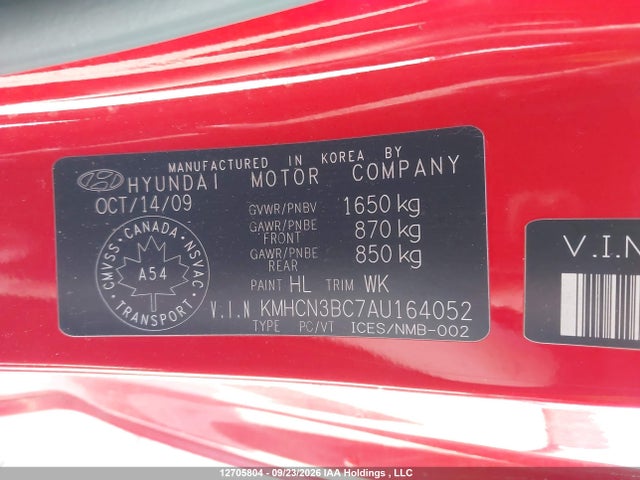 Aukcja sprzedaży 2010 Hyundai Accent Se, vin: KMHCN3BC7AU164052, numer aukcji: 12705804