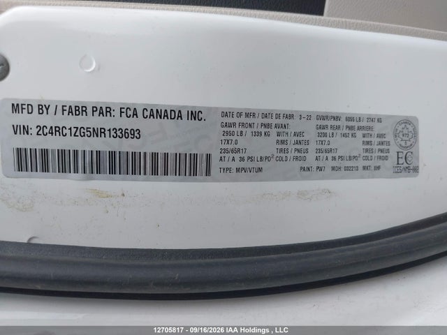 Chrysler Grand Caravan Sxt 2022 2C4RC1ZG5NR133693 Image 9
