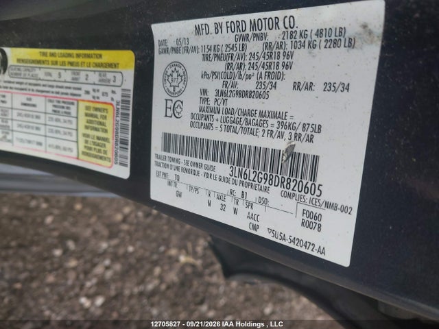 Продажа на аукционе авто 2013 Lincoln Mkz, vin: 3LN6L2G98DR820605, номер лота: 12705827