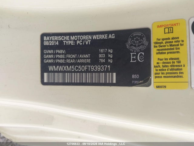 Продаж на аукціоні авто 2015 Mini 3 Door Cooper, vin: WMWXM5C50FT939371, номер лоту: 12705833
