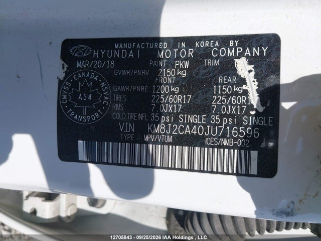 Aukcja sprzedaży 2018 Hyundai Tucson Base 2.0l, vin: KM8J2CA40JU716596, numer aukcji: 12705843