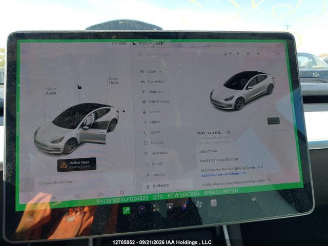 Aukcja sprzedaży 2020 Tesla Model 3, vin: 5YJ3E1EBXLF626823, numer aukcji: 12705852