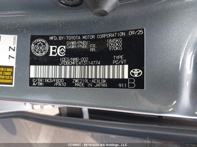 Toyota Corolla Le/se/xle 2026 JTDBCMFE4T3114774 Image 9