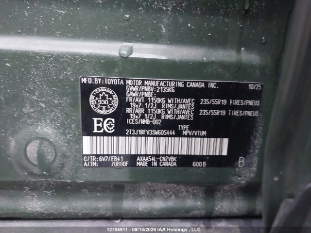 12705911 :رقم المزاد ، 2T3J1RFV3SW605444 vin ، 2025 Toyota Rav4 Adventure/trd Off Road مزاد بيع