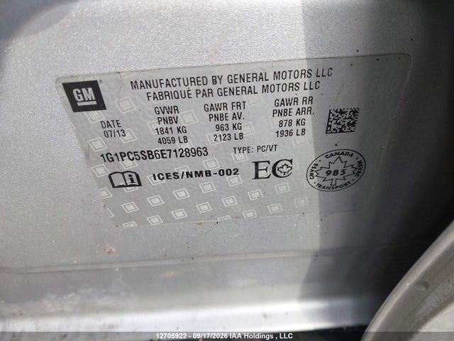 Chevrolet Cruze 2014 1G1PC5SB6E7128963 Image 9