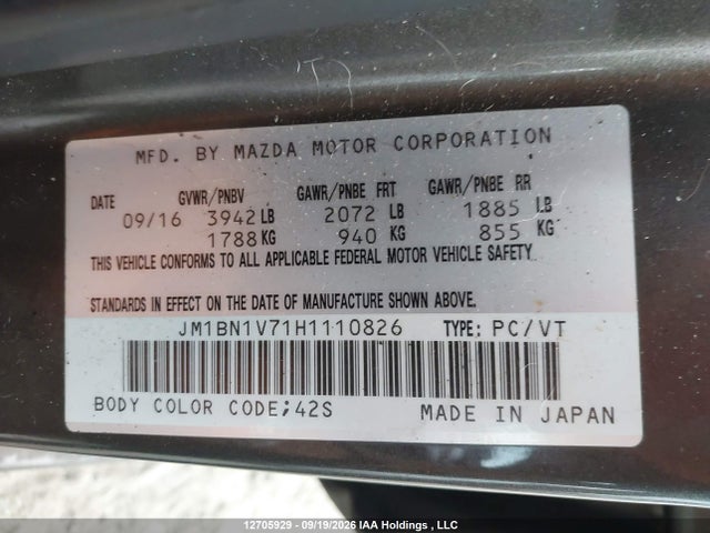 Mazda 3 TOURING 2017 JM1BN1V71H1110826 Image 9