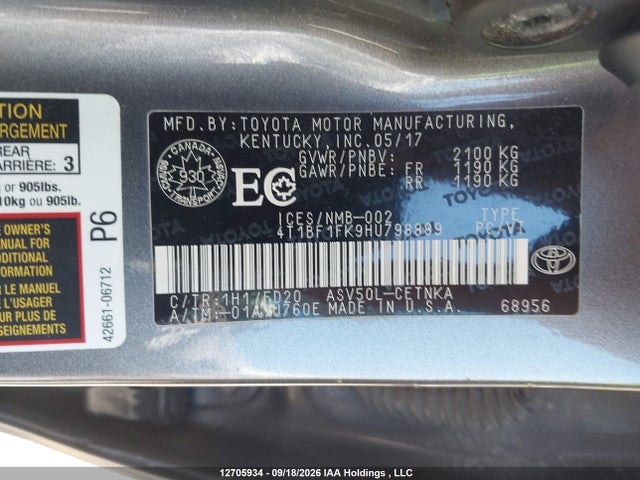 Toyota CAMRY LE 2017 4T1BF1FK9HU798889 Image 19