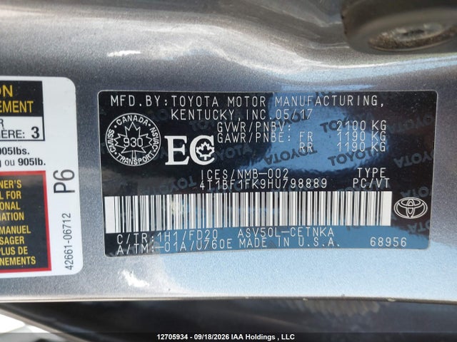 Toyota CAMRY LE 2017 4T1BF1FK9HU798889 Image 9