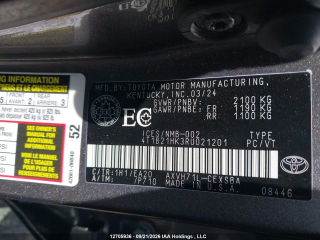 4T1B21HK3RU021201 Toyota Camry Hybrid Se