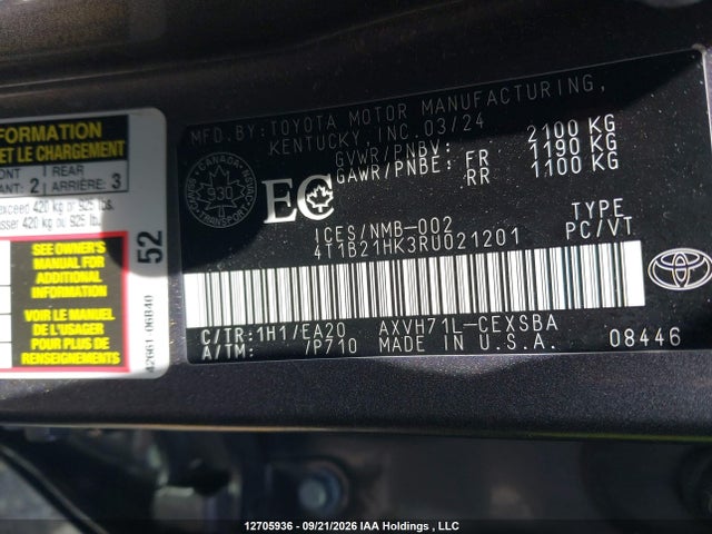 4T1B21HK3RU021201 Toyota Camry Hybrid Se
