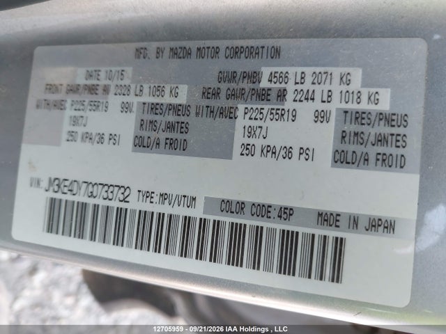 Aukcja sprzedaży 2016 Mazda Cx-5 Gt, vin: JM3KE4DY7G0733732, numer aukcji: 12705959