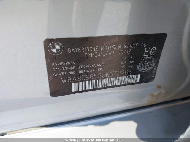 12705975 :رقم المزاد ، WBA8D9G59JNU70266 vin ، 2018 Bmw 330i Xdrive مزاد بيع