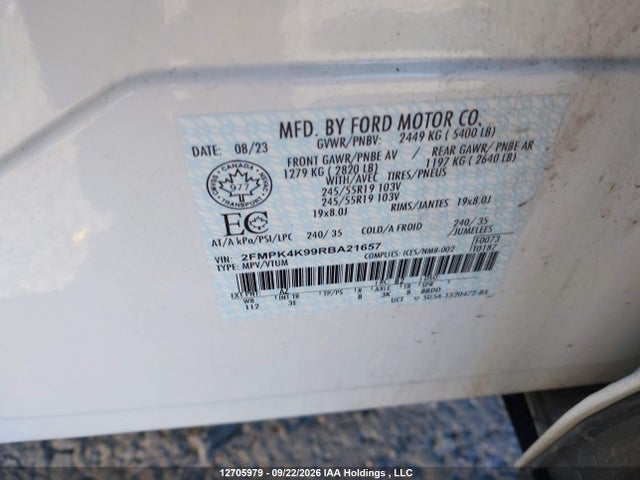 2024 Ford Edge მანქანა იყიდება აუქციონზე, vin: 2FMPK4K99RBA21657, აუქციონის ნომერი: 12705979