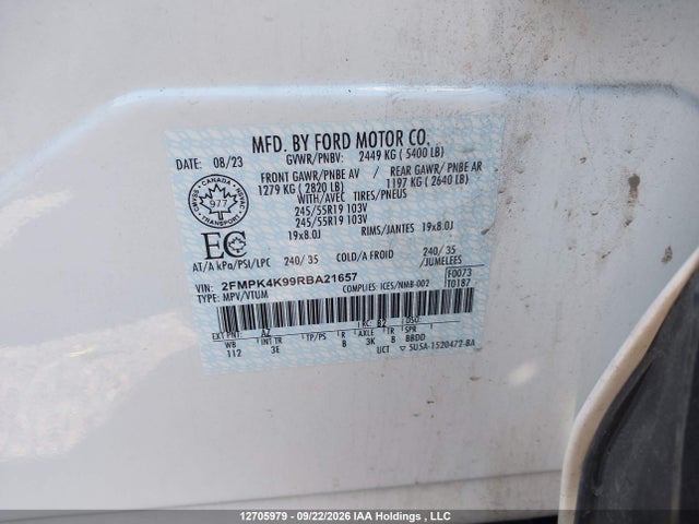 2024 Ford Edge მანქანა იყიდება აუქციონზე, vin: 2FMPK4K99RBA21657, აუქციონის ნომერი: 12705979