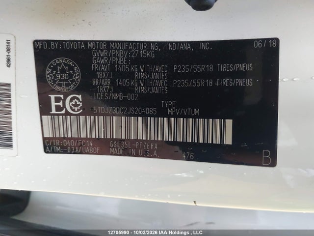 Toyota Sienna 2018 5TDJZ3DC2JS204085 Image 9