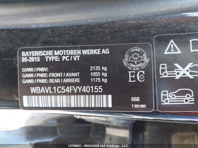 Продаж на аукціоні авто 2015 Bmw X1 Xdrive28i, vin: WBAVL1C54FVY40155, номер лоту: 12706001