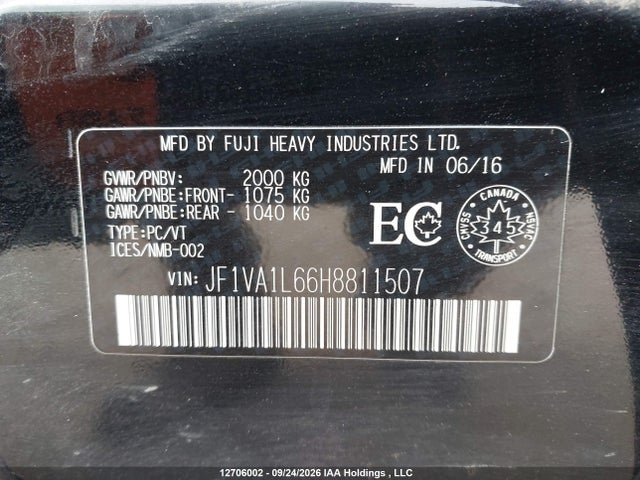 2017 Subaru Wrx Limited მანქანა იყიდება აუქციონზე, vin: JF1VA1L66H8811507, აუქციონის ნომერი: 12706002