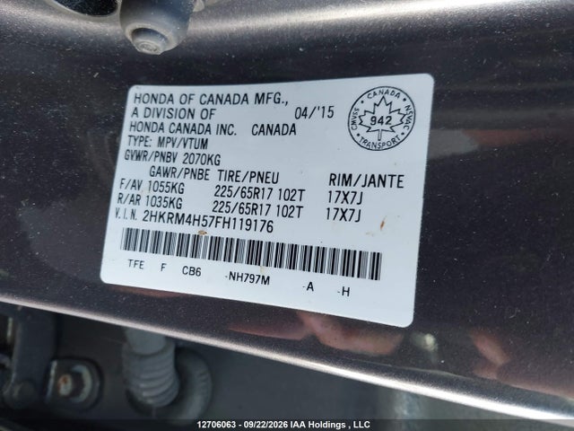 2HKRM4H57FH119176 Honda CR-V