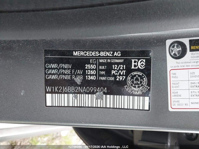 Продаж на аукціоні авто 2022 Mercedes-benz Amg Cls 53 Coupe 4maitc, vin: W1K2J6BB2NA099404, номер лоту: 12706096