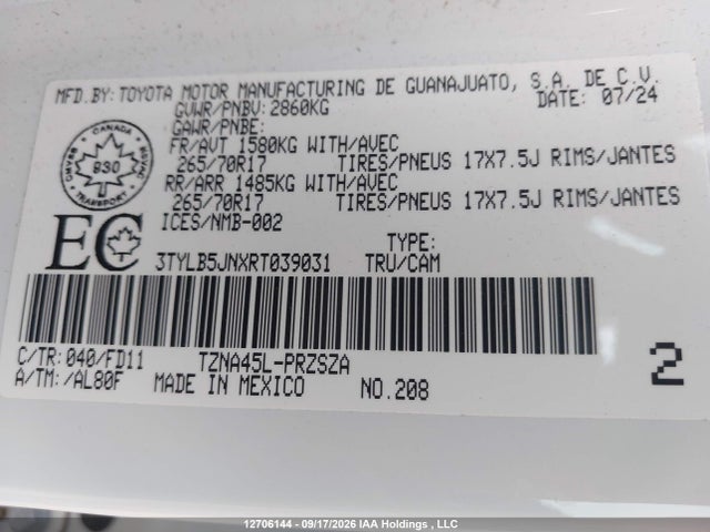 Toyota Tacoma 2024 3TYLB5JNXRT039031 Image 9