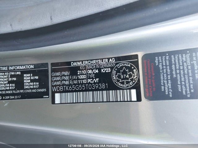 Продаж на аукціоні авто 2005 Mercedes-benz Clk 320, vin: WDBTK65G55T039381, номер лоту: 12706156