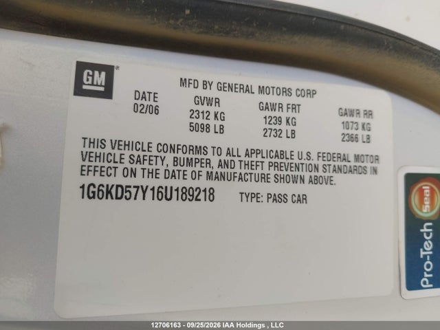 Продажа на аукционе авто 2006 Cadillac Dts Standard, vin: 1G6KD57Y16U189218, номер лота: 12706163