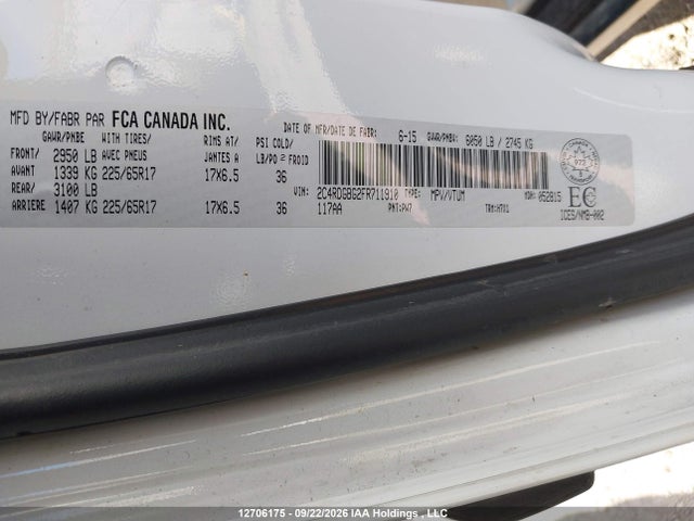Aukcja sprzedaży 2015 Dodge Grand Caravan Se/sxt, vin: 2C4RDGBG2FR711910, numer aukcji: 12706175