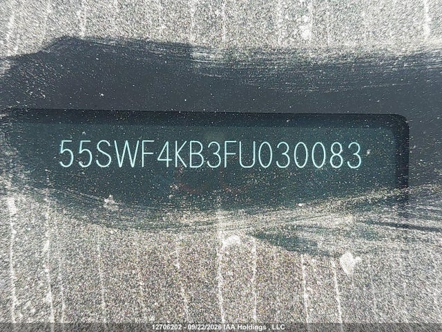 12706202 :رقم المزاد ، 55SWF4KB3FU030083 vin ، 2015 Mercedes-benz C 300 4matic مزاد بيع