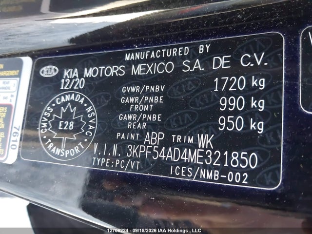 Продажа на аукционе авто 2021 Kia Forte Ex/ex Premium/ex+, vin: 3KPF54AD4ME321850, номер лота: 12706224