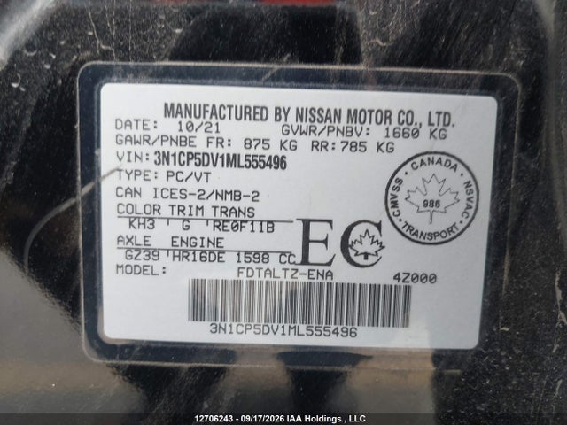 Nissan KICKS SR 2021 3N1CP5DV1ML555496 Image 9
