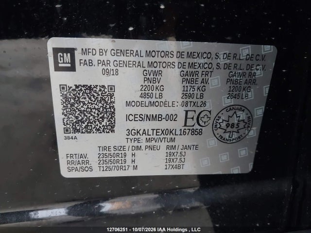3GKALTEX0KL167858 GMC Terrain Sle