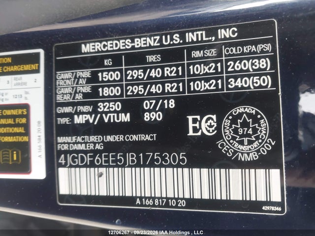 2018 Mercedes-benz Gls 450 4matic მანქანა იყიდება აუქციონზე, vin: 4JGDF6EE5JB175305, აუქციონის ნომერი: 12706267