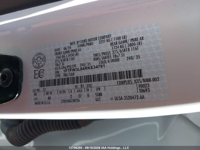 Ford F150 Xlt 2024 1FTFW3L84RKE34791 Image 9
