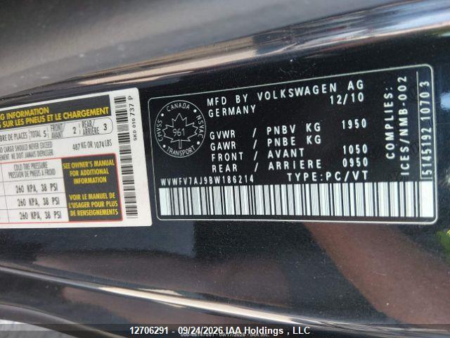 12706291 :رقم المزاد ، WVWFV7AJ9BW186214 vin ، 2011 Volkswagen Gti مزاد بيع