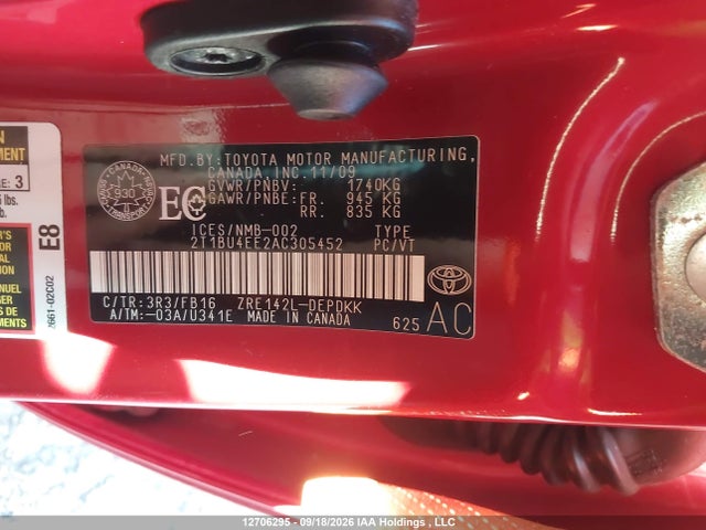 Продаж на аукціоні авто 2010 Toyota Corolla Le, vin: 2T1BU4EE2AC305452, номер лоту: 12706295