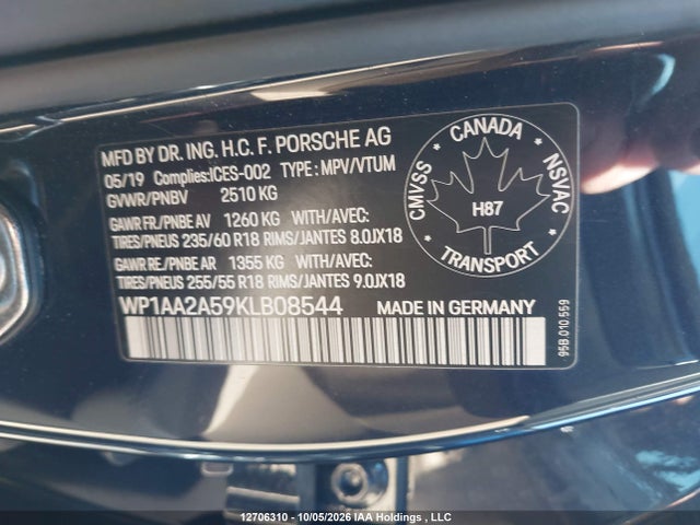 WP1AA2A59KLB08544 Porsche Macan